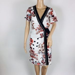 Maeve Anthropologie Wrap Dress Floral Size 2 brown